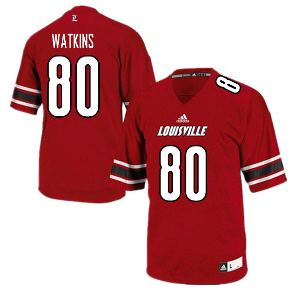 Men #80 Jordan Watkins Louisville Cardinals College Football Jerseys Sale-Red